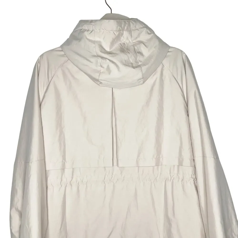 OYSHO Parka Hooded Jacket Water-Repellent Front-Zip Relaxed Fit Beige Size Small